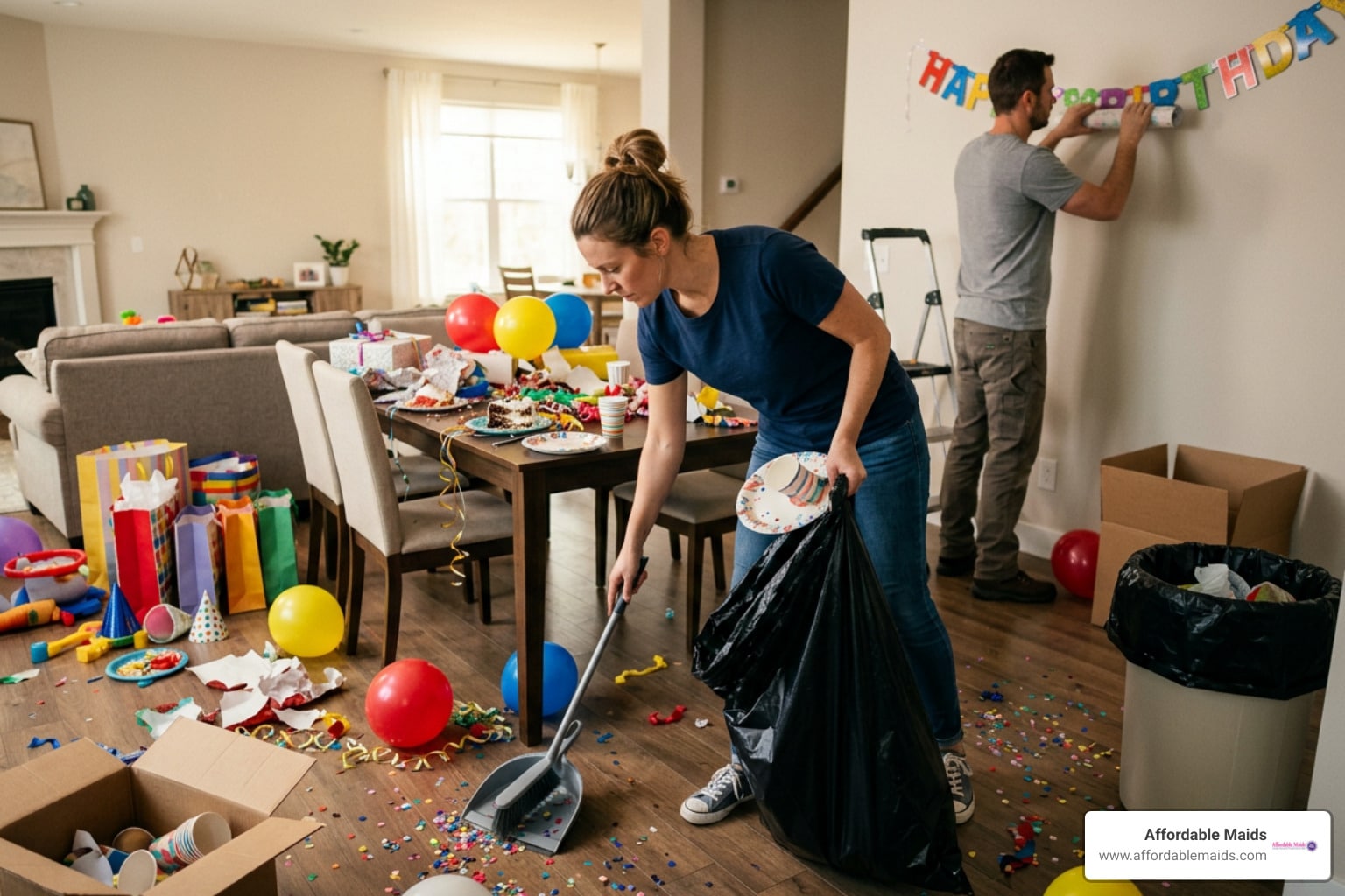 cleaning after a birthday party