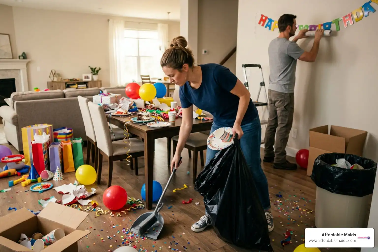 cleaning after a birthday party
